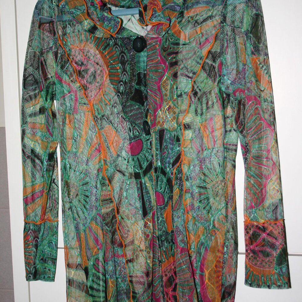 WOMENS' SHEER  TUNIC SMOCK-LIKE TOP BY dAMEE, INC.SIZE S